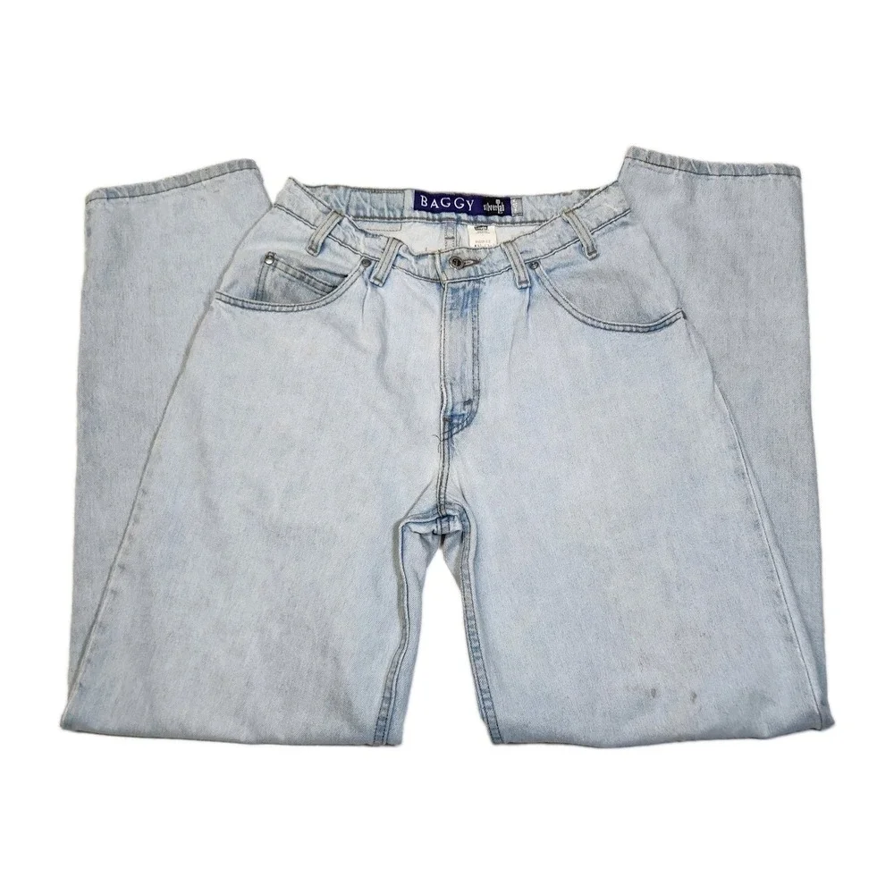 Vintage 1996 Levi's SilverTab Baggy Jeans USA 30 X 34 Light Wash Grunge Skater